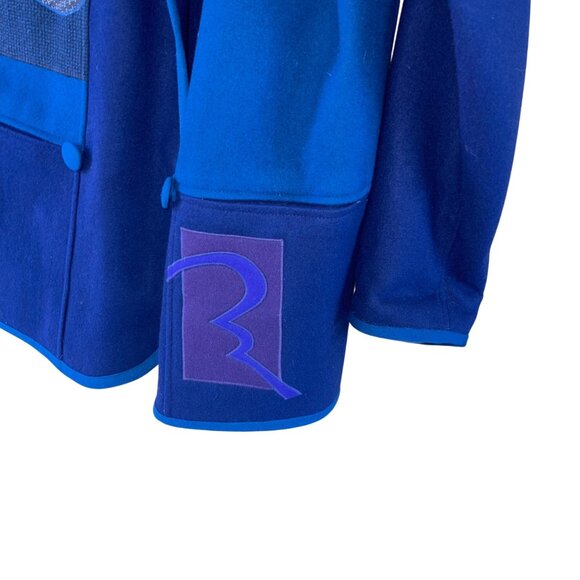 Beppa Womens Size L Blue Purple Long Sleeve Open Front Shawl Jacket Vintage - Picture 7 of 12